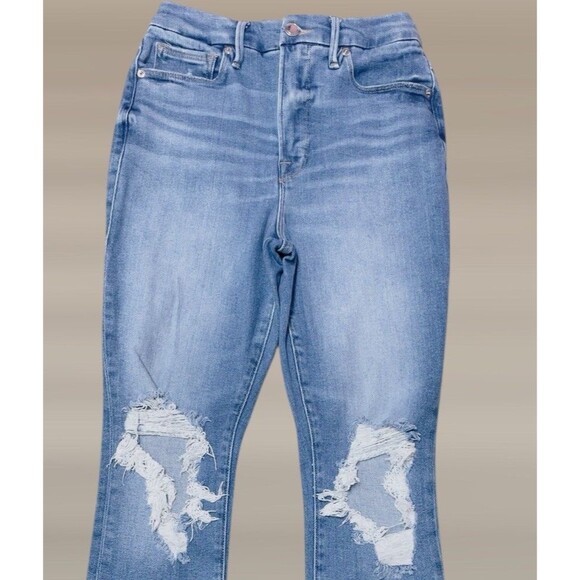 Good American Good Waist Skinny GW731T Women's High-Rise Size 6/28 Raw Hem Jeans - Picture 8 of 9